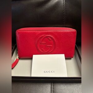 Authentic GG Soho Wallet in Red